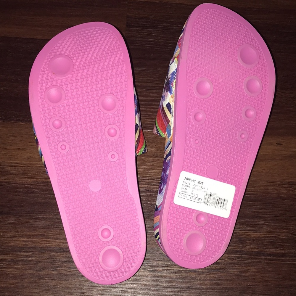 Johnny Was Floral Stripe Pool Slides NWT - Picture 5 of 12